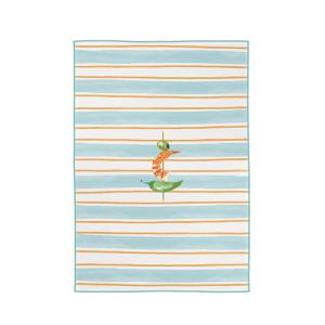 Torchon en coton bleu, orange et vert 50x70