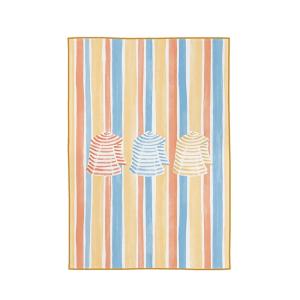 Torchon en coton jaune, bleu et orange 50x70