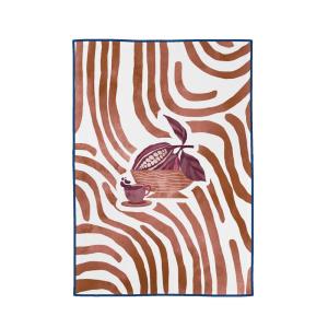 Torchon en coton marron et beige 50x70