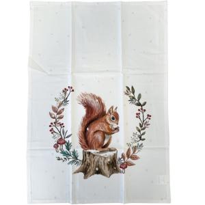 Torchon en coton petit écureuil 50 x 70 cm