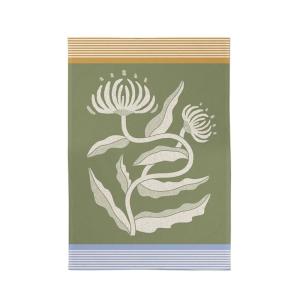 Torchon en coton vert jaune et bleu 50x70