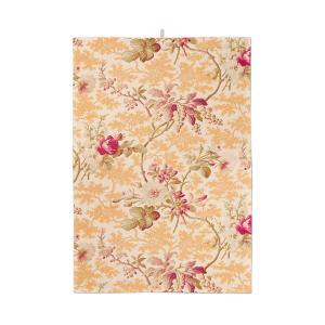 Torchon floral gaze de coton beige 45x74cm