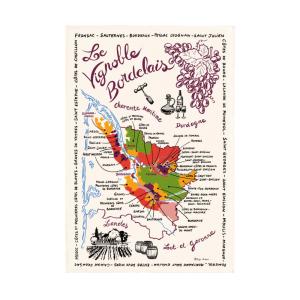 Torchon La Carte Des en coton ecru 48 x 72 cm