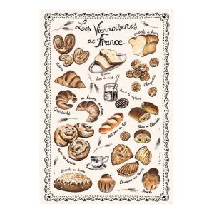 Torchon Les Viennoiseries Françaises en coton ecru 48 x 72…