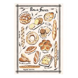 Torchon pains de france en coton ecru 48 x 72