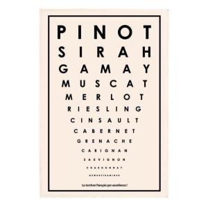 Torchon Test Cépages français en coton ecru 48 x 72 cm