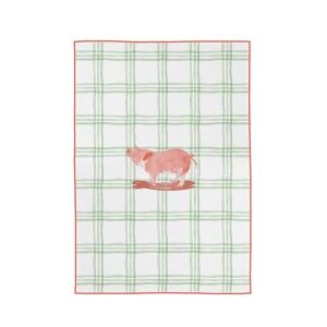 Torchon vert et rouge en coton 50x70