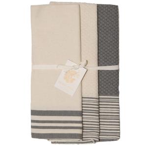 Torchon (x3) coton gris moyen 45x70