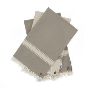 Torchon (x3) coton taupe 45x75