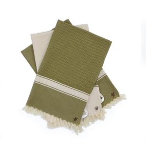 Torchon (x3) coton vert tilleul 45x75