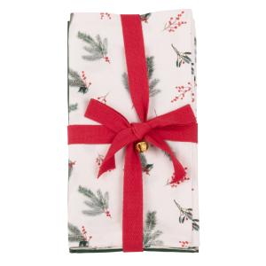 Torchons en coton biologique motifs feuilles de houx et gui…