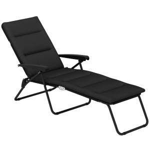 Transat inclinable 6 positions acier polyester noir
