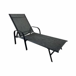 Transat pliable en acier et polyester gris foncé