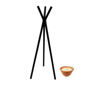 Trépied porte bougie en alumunium noir H 1m