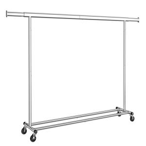 Tringle à vêtements extensible à roulettes argenté