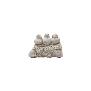 Trio d'oiseaux décoratifs sur branche en béton gris 15 x 9…