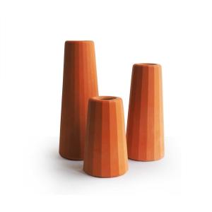 Trio de vases soliflores en béton terracotta