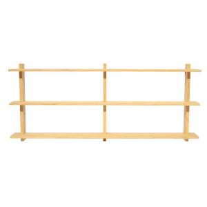 Triple étagère murale en bois de pin naturel 150 cm