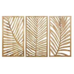 Triptyque feuilles de palmiers en bois de manguier 144x90