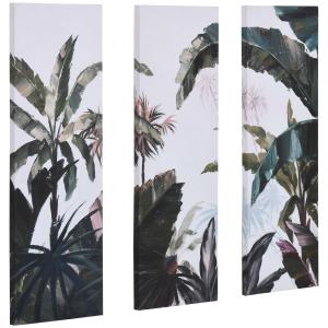 Triptyque imprimé et peint paysage tropical - dim. 90L x 30…