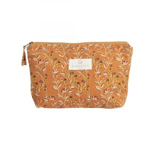 Trousse en coton imprimé fleuri marron
