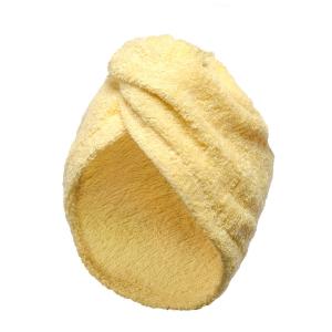 Turban éponge fermeture élastique en coton jaune