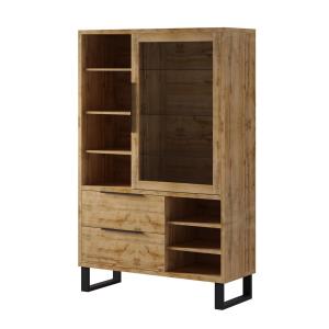 Vaisselier 1 porte 2 tiroirs stratifiés beige et métal