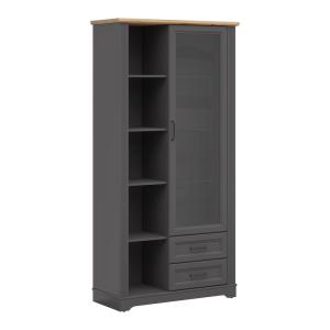 Vaisselier 1 porte 2 tiroirs stratifiés gris