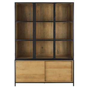 Vaisselier 2 portes en bois de manguier massif, verre tremp…