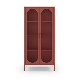 Vaisselier 2 portes en métal H170cm - Terracotta