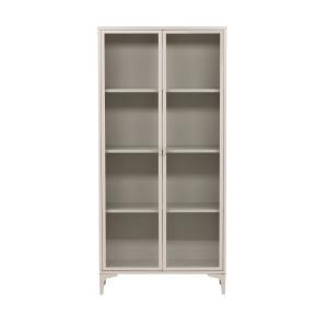 Vaisselier 2 portes en verre et métal H190cm - Beige