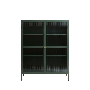 Vaisselier 2 portes en verre strié et métal H140cm - Vert f…