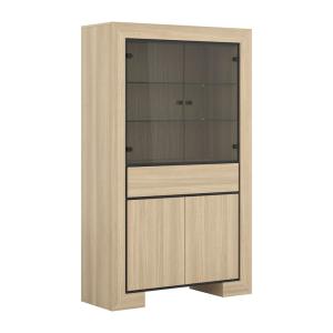 Vaisselier 4 portes 1 tiroir stratifiés beige et noir