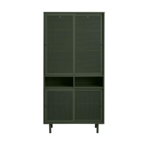 Vaisselier 4 portes, 2 niches en métal H180cm - Vert olive