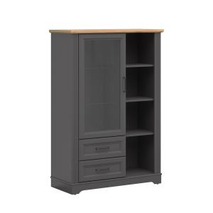 Vaisselier bas 1 porte 2 tiroirs stratifiés gris