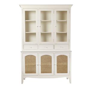 Vaisselier en cannage 6 portes blanc cassé L123