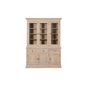 Vaisselier en chêne blanchi 3 portes vitrées 3 tiroirs 3 po…