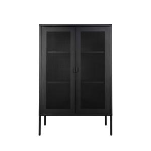 Vaisselier en métal avec portes grillagées - Noir
