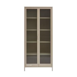 Vaisselier en verre cannelé et métal taupe h180cm