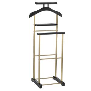 Valet de chambre 2 portants en métal, noir et doré