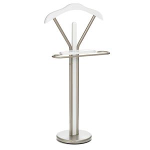 Valet de chambre effet bois en métal, blanc et champagne