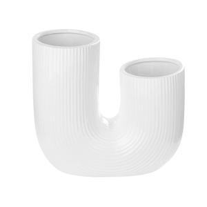Vase à fleurs grès 23 cm blanc