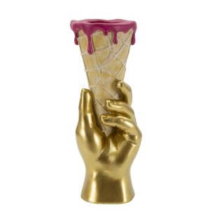 Vase à fleurs multicolore en forme de cornet de glace 12,5x…