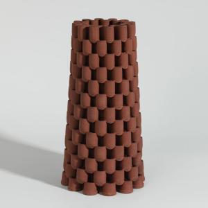 Vase à reliefs en grès marron H29