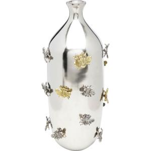 Vase abeilles en aluminium argenté et doré