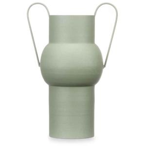Vase acier double anse vert pastel 14x22x32cm