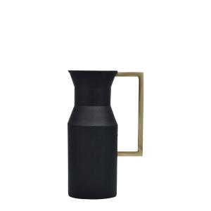 Vase anse décoratif carré en fer noir et doré H25