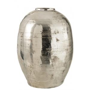 Vase arrondi métal argenté H57cm