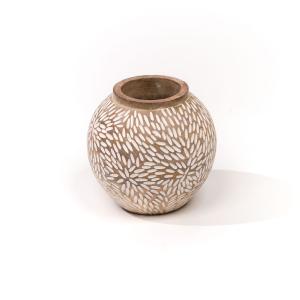 Vase arrondi motif devant bois MANGO WOOD