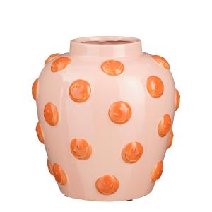 Vase avec des smileys en céramique rose H33